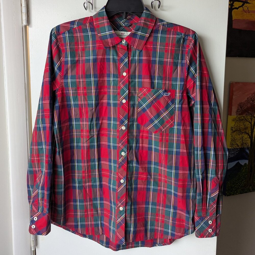 Vineyard Vines Relaxed Fit Merry Plaid Long Sleeve Button Up Shirt Size 6
